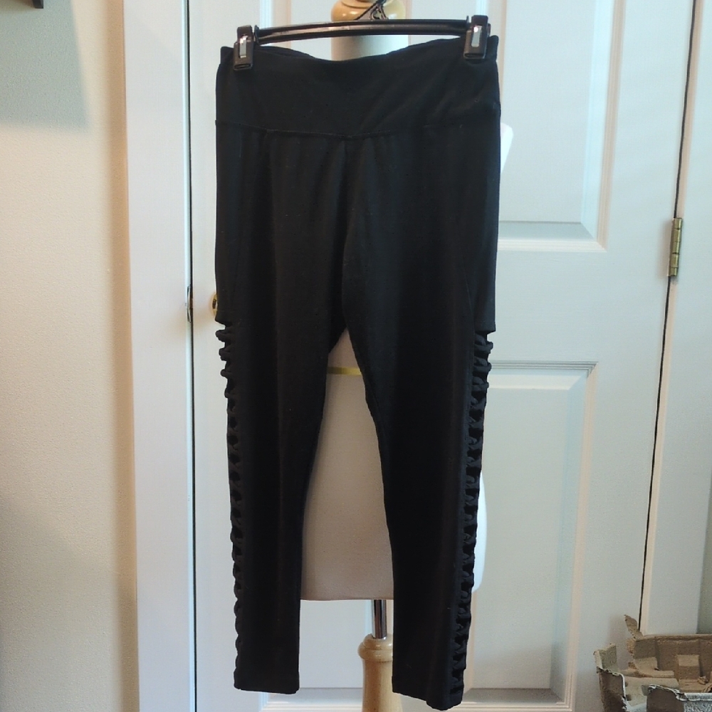 Betsey Johnson Black Leggings with Side Detailing
